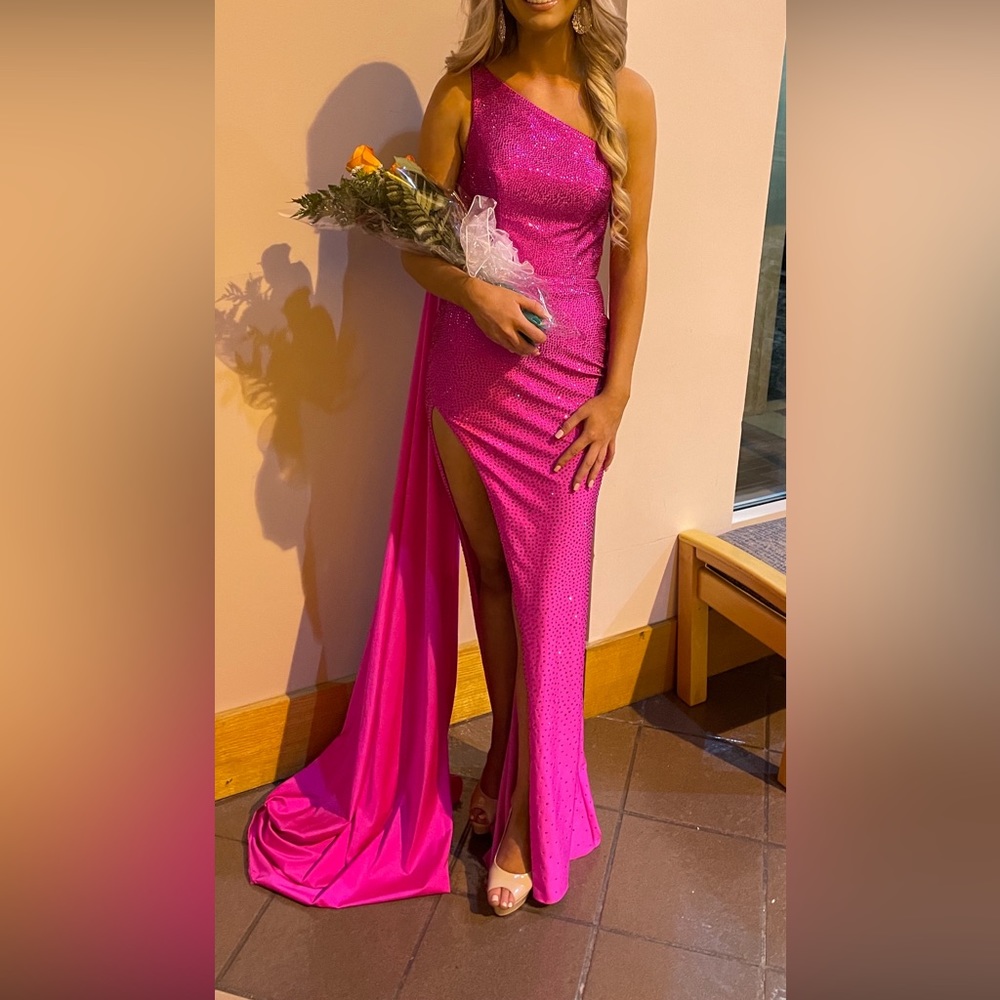 Sherri Hill gown, size 0, fuchsia pink.